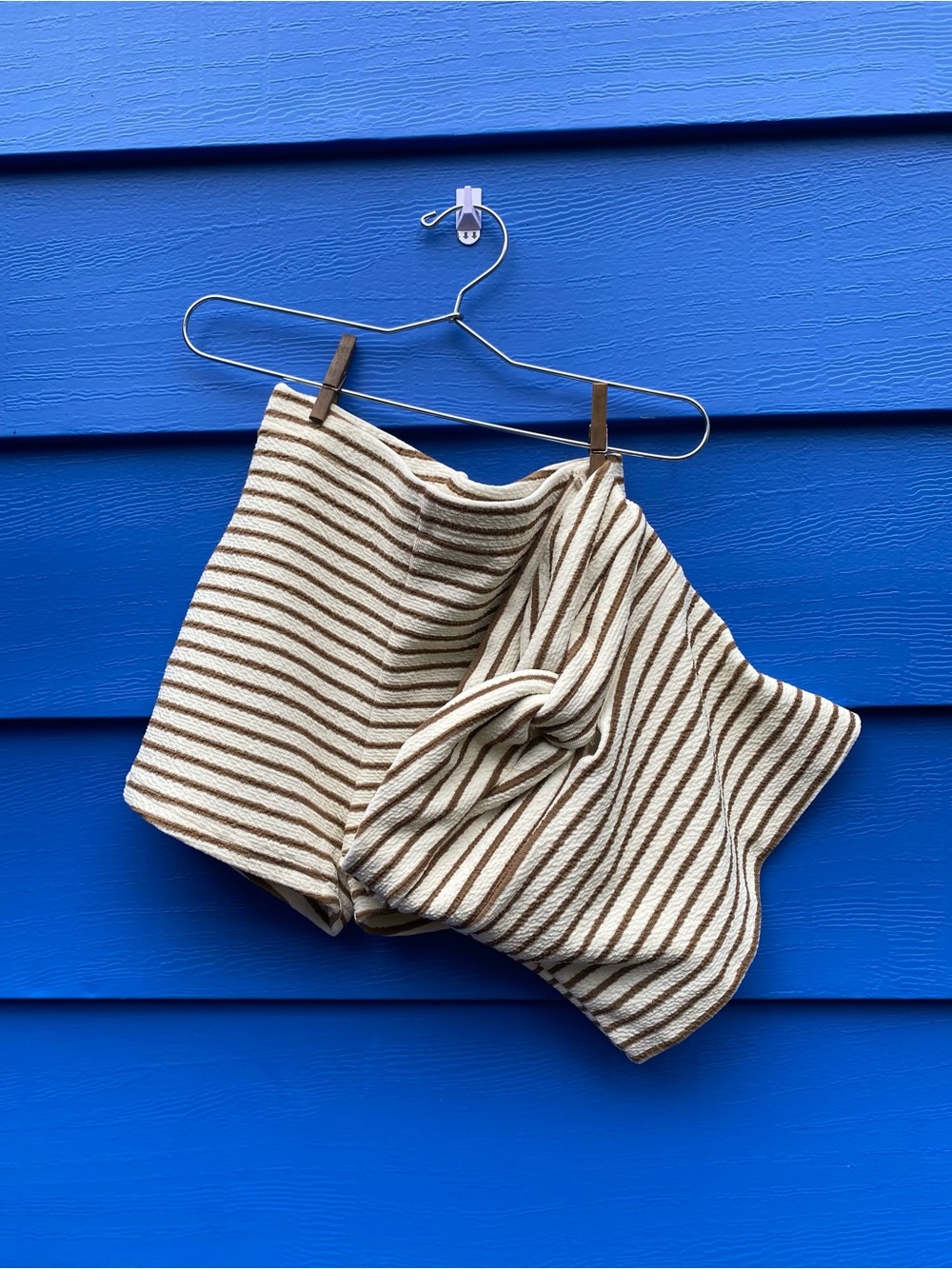 Striped Knit Set - Shorts and Tube Top